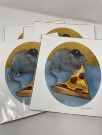 Image 3 of NYC - Yankee Cap Pizza Rat Print 8" x 10”