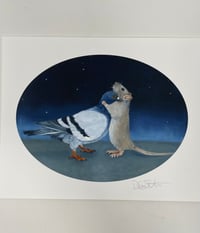 Image 1 of Rat and Pigeon Love Print