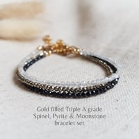 Image 2 of Set of 3 Gold filled gemstone bracelets