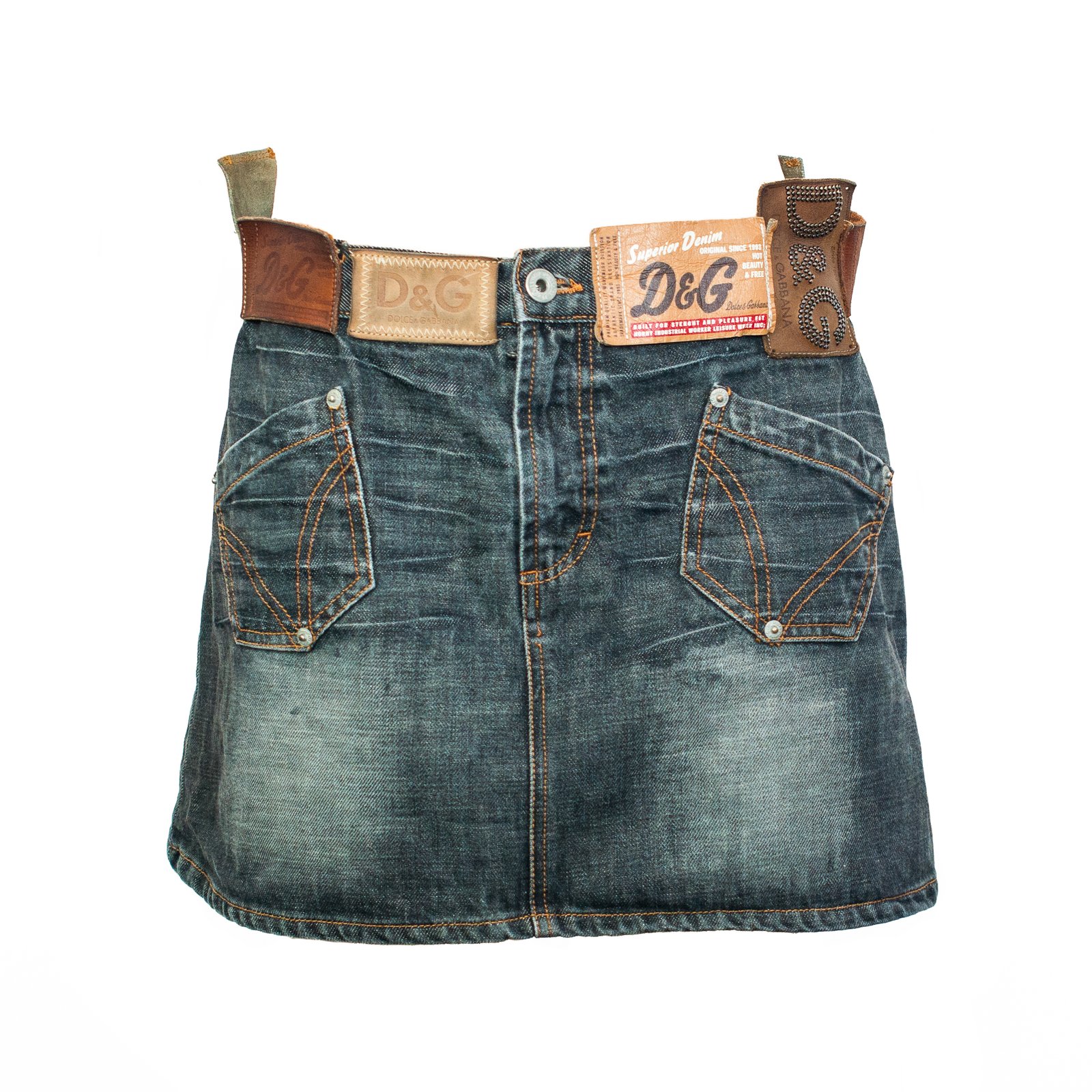 Dolce & Gabbana Leather Patch Denim Skirt † Ruder Than The Rest Dolce & Gabbana Leather Patch Denim Skirt † Ruder Than The Rest