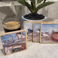 Image 1 of Working Beach: Set of Four Deal Town Coasters