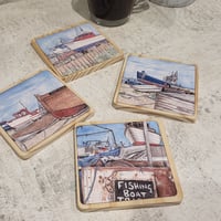 Image 3 of Working Beach: Set of Four Deal Town Coasters