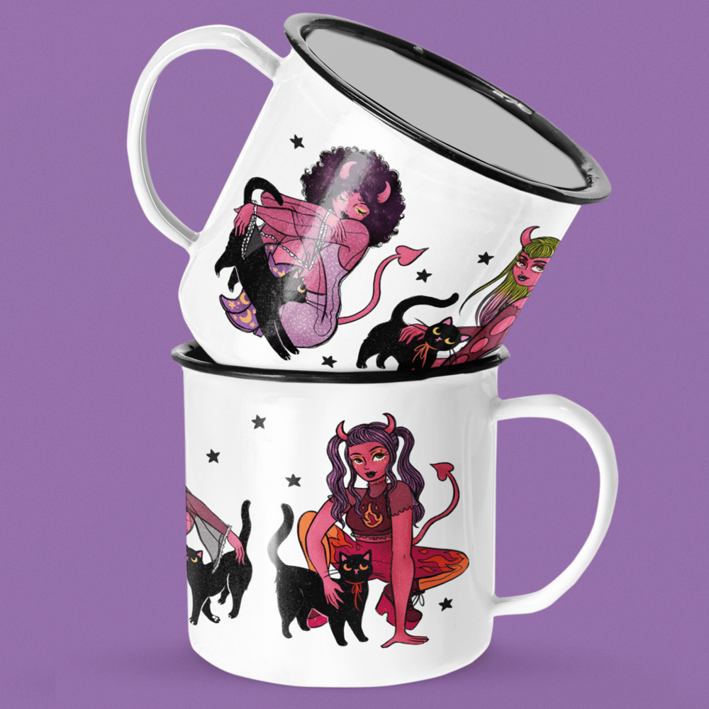 Image of DEMON DARLING ENAMEL MUG