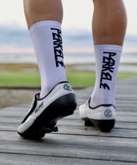 Image 3 of White 7 inch tall 'PERKELE' sock 2024