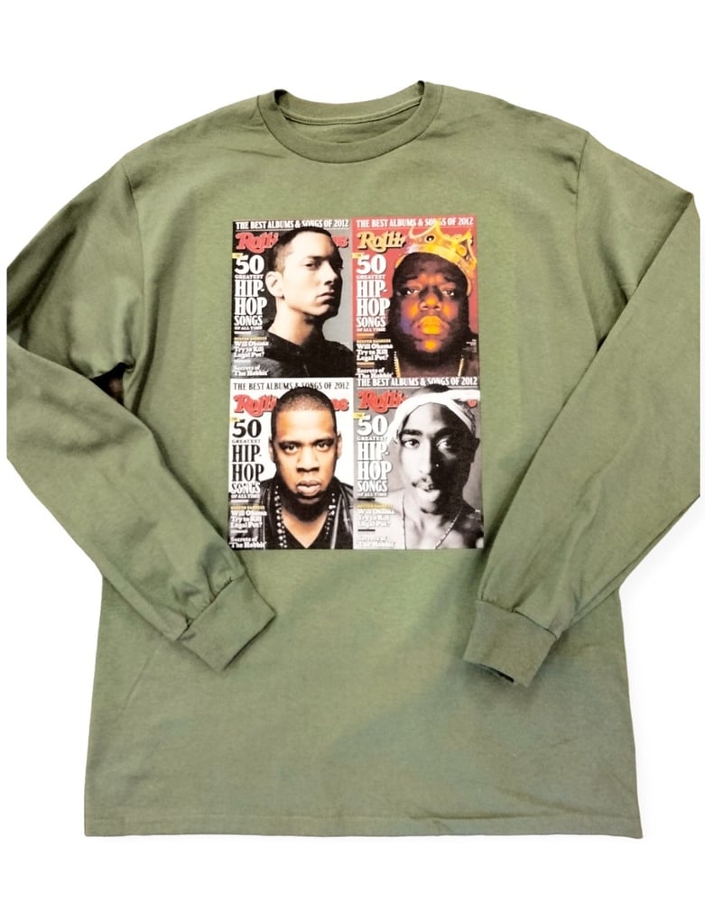Image of ARMY GREEN HIP HOP LEGEND LONG SLEEVE TEE 