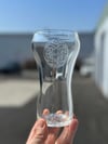 Pint glass with etched pattern