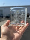 Glass mug with etched pattern (large)