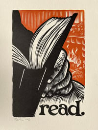 Image 2 of read.  - 11"x14" hand printed woodcut.