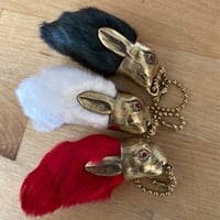 Image 1 of RED EYED LUCKY RABBIT FOOT KEYCHAIN