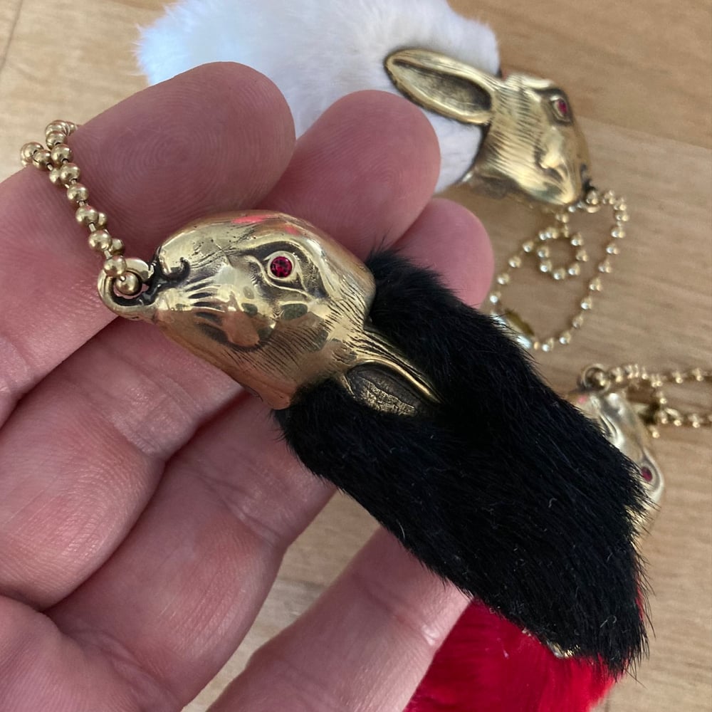 RED EYED LUCKY RABBIT FOOT KEYCHAIN