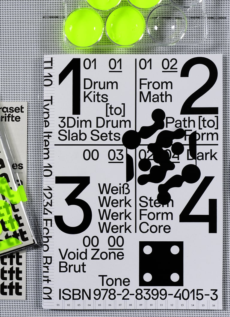 TI10 Type Item 10 1234 Echo Brut 01 + ES Klarheit Plakat Mini Specimen Image 2