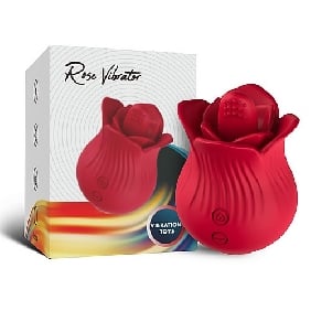 Image of 10-Speed Red Color Silicone Rose Sex Toy with Tongue