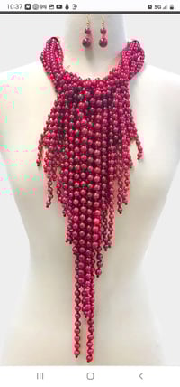  Multi Strand Pearl Statement Necklace Set
