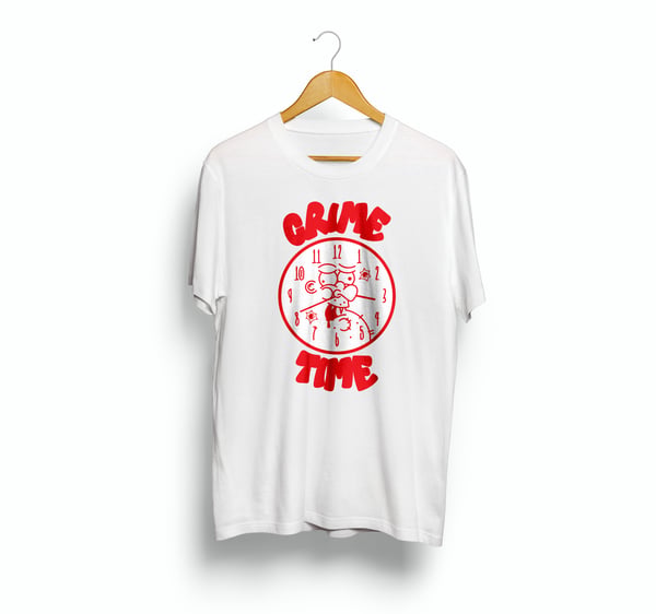 Image of CRIME TIME CLOCK LOGO T-SHIRT.