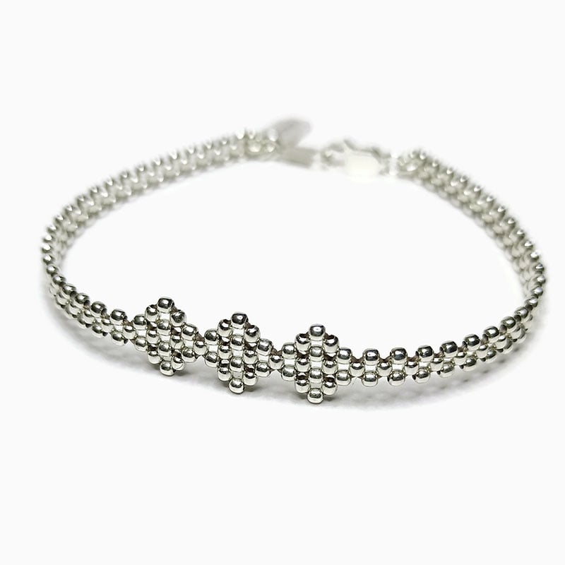 Image of Bracelet argent tissé "losanges"