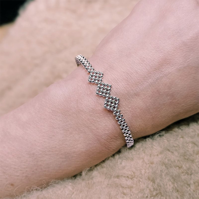 Image of Bracelet argent tissé "losanges"