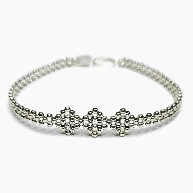 Image of Bracelet argent tissé "losanges"