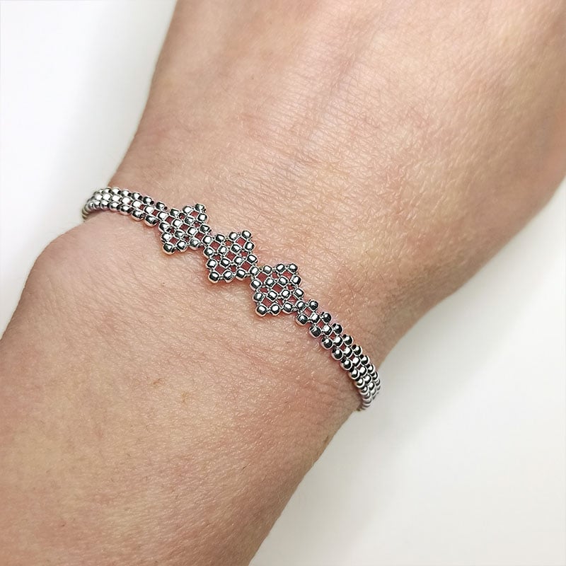 Image of Bracelet argent tissé "losanges"