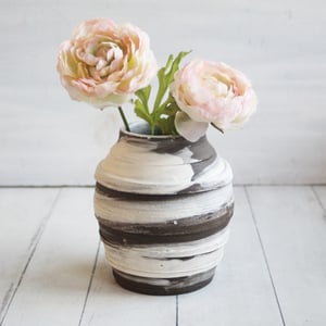 Image of Rustic Earthy Vase with Natural Brush Work, Handcrafted Minimalist Pottery, Made in USA