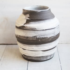 Image of Rustic Earthy Vase with Natural Brush Work, Handcrafted Minimalist Pottery, Made in USA