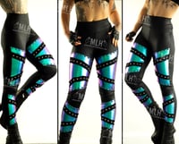 Image 1 of HIGH WAISTED MERMAID RIVET LEGGINGS (SMALL ONLY)