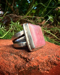 Image 1 of WL&A Handmade Heavy Ingot Pink Opal Ring - Size 9