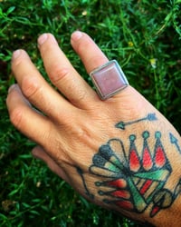Image 4 of WL&A Handmade Heavy Ingot Pink Opal Ring - Size 9