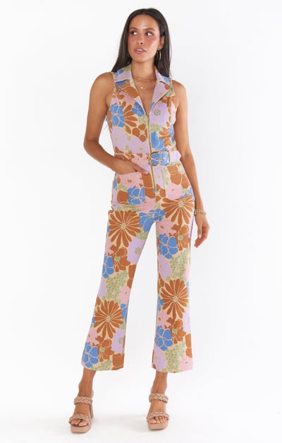 Image of Svaav Cropped Jumpsuit ~ Sage Retro Garden