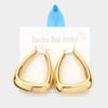 18K Gold Dipped Stainless Steel Trapezoid Hoop Pin Catch Earrings 