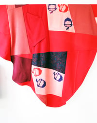 Image 3 of acorns reds freeform sweatshirt patchwork warm knit upcycled courtneycourtney blanket throw