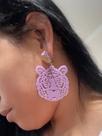 Image 2 of Go Tiger Earrings (Purple) 
