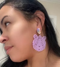 Image 3 of Go Tiger Earrings (Purple) 