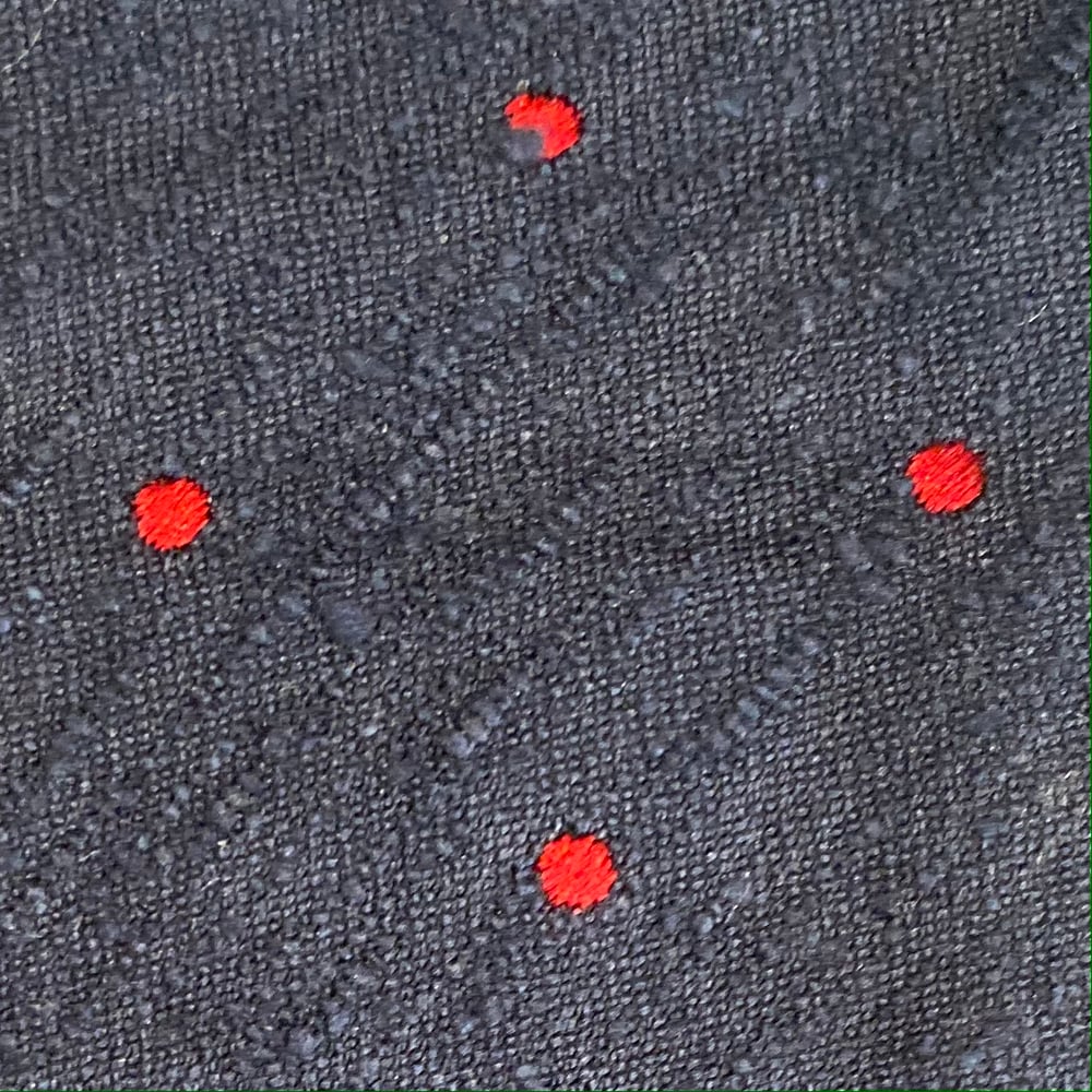 Image of Silk Shantung Polka Dot Navy & Red