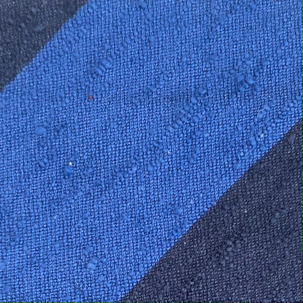 Image of Silk Shantung Block Stripe Navy Blue & Egyptian Blue
