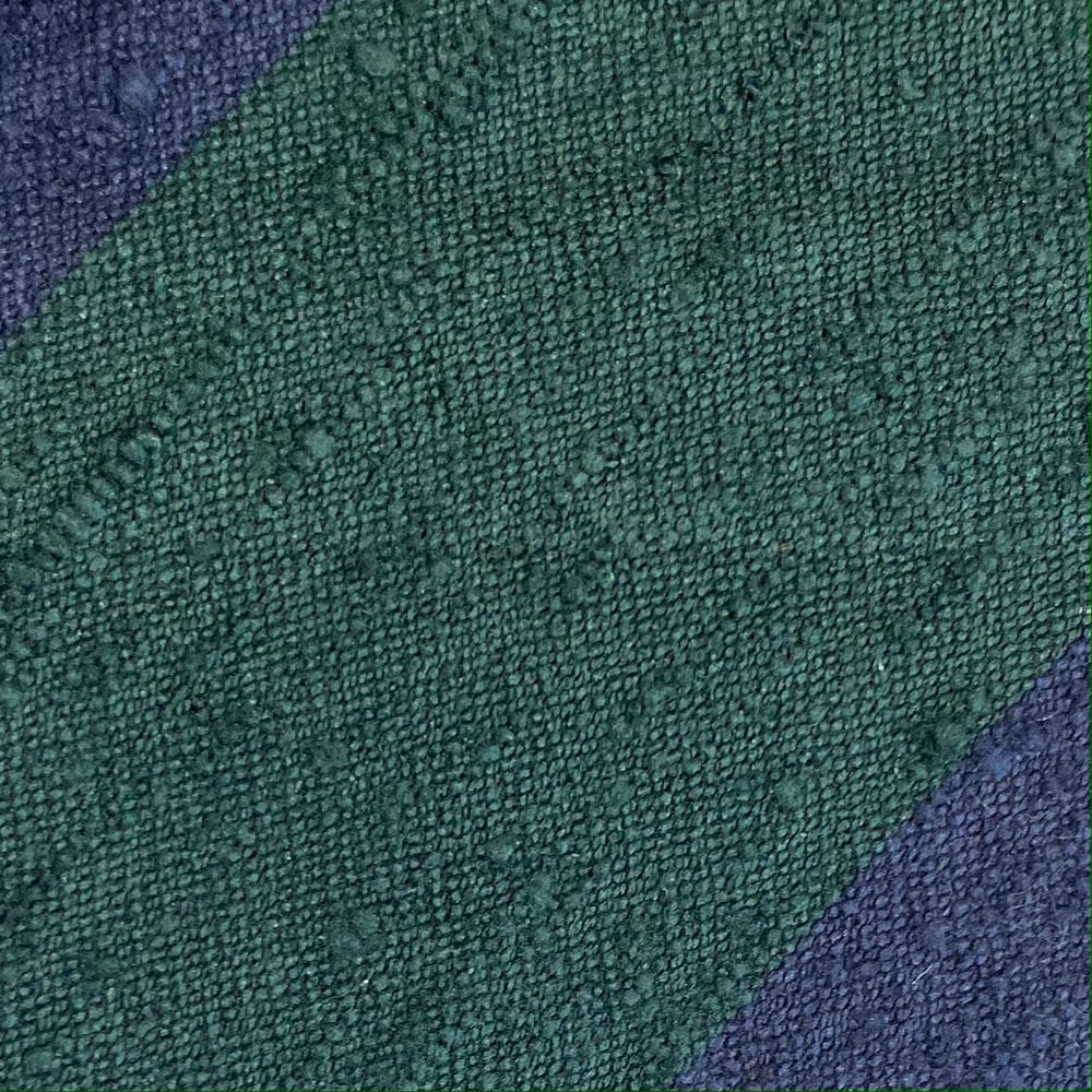 Image of Silk Shantung Block Stripe Navy & Green