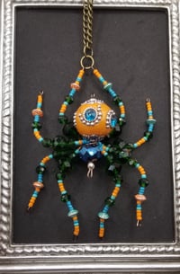 Image of Orange and Teal Spider Necklace