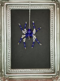 Image of Blue and Transparent Beaded Spider Necklace 