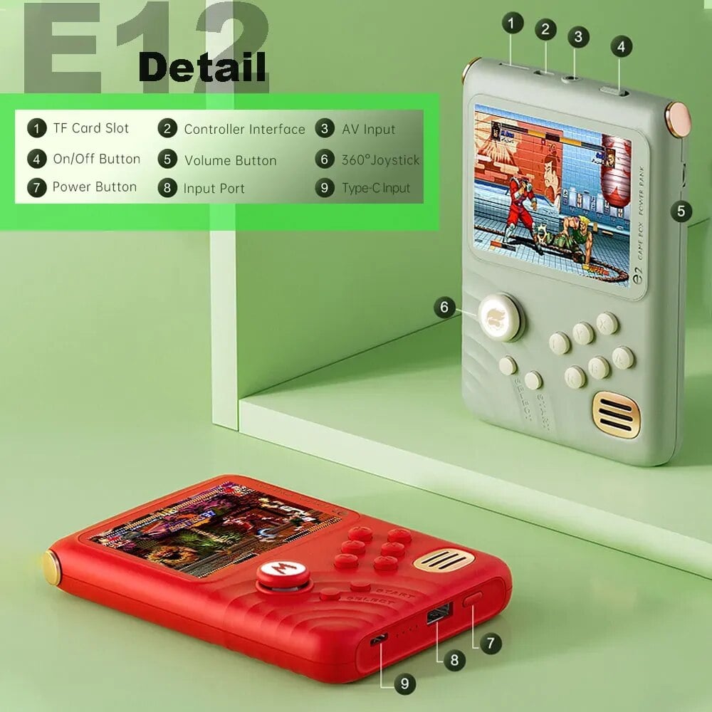 2023 New Mini Game Power Bank Portable Retro handheld Game Console With a 1000 Throwback Games