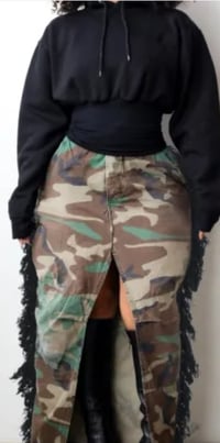 Image 2 of Camoflouge fringe  cargo Skirt  