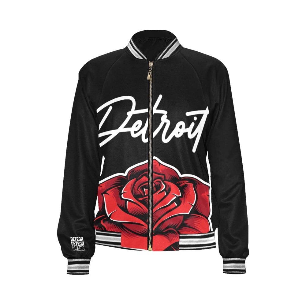 Image of Ladies Bomber Jacket Red Rose