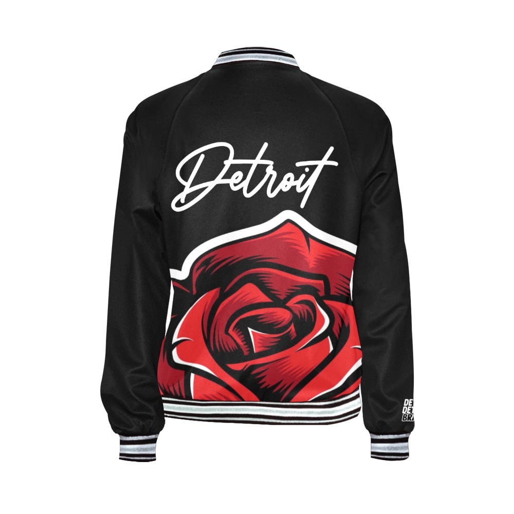 Image of Ladies Bomber Jacket Red Rose