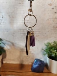 Image 2 of Never Trust the Living Spooky Coffin Wooden Keychain