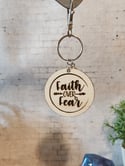 Faith Over Fear Wooden Keychain