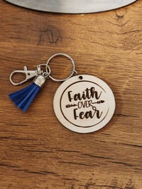 Image 1 of Faith Over Fear Wooden Keychain