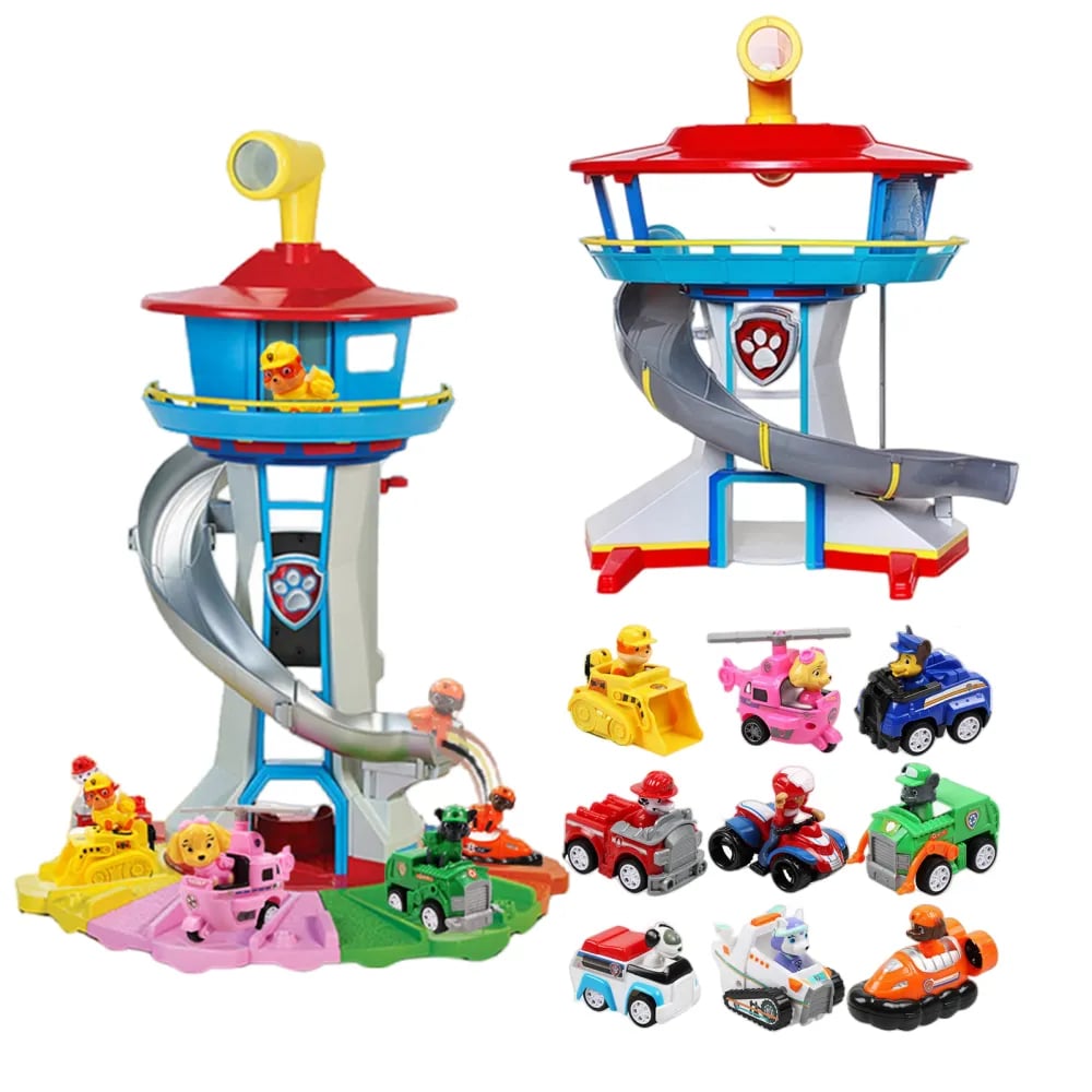 Paw Patrol Tower Lookout Vehicle Figures 9 Toy Cars 