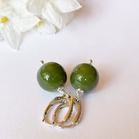 Image 2 of Earrings - Olive Rounds