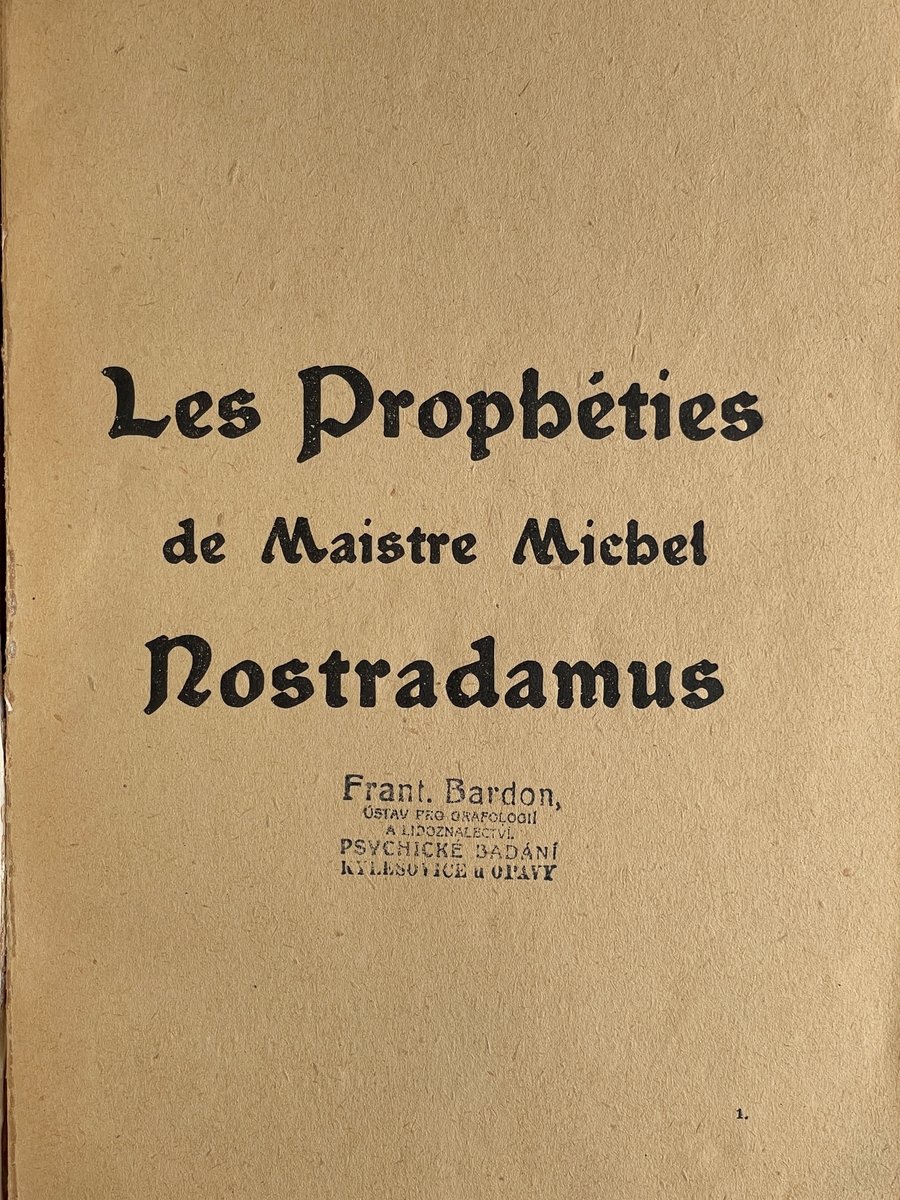 Image of Original French Book from Library of Franz Bardon - Les Prohéties de Maistre Michel Nostradamus