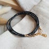 Gold black Spinel triple wrap bracelet/necklace