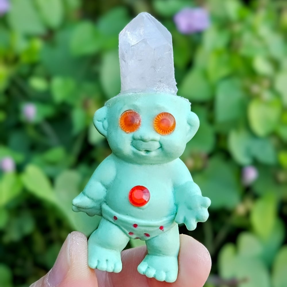 Ugly but Cute Crystal Troll Cyan + Poka Dots 3.5"