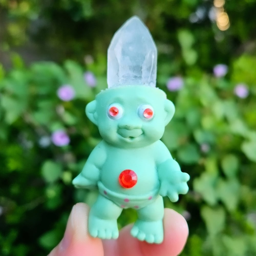 Ugly but Cute Crystal Troll Cyan + Polka Dots 3.5"
